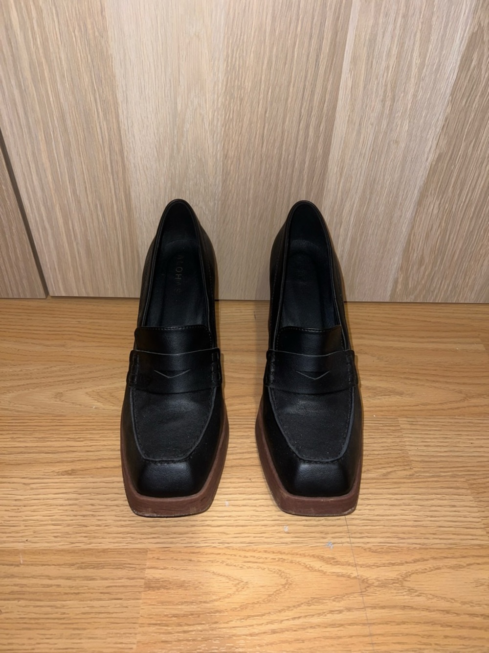 Alohas Black Platform Block Heel Loafers - Women - Picture 3 of 5